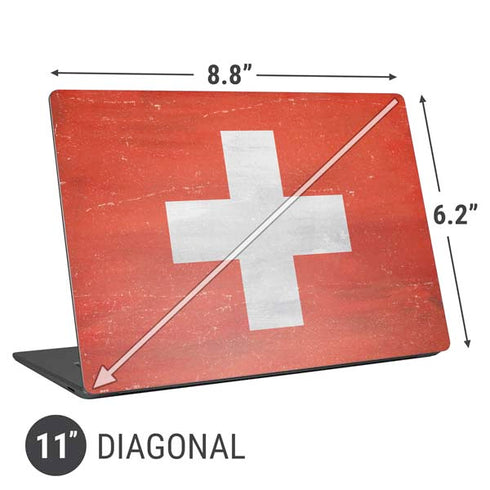 Switzerland Flag Distressed Universal Laptop 11in (8.8 x 6.2in) Skin